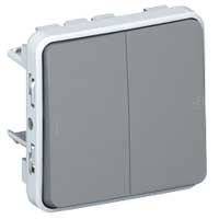 [069525] SWITCH PLEXO IP 55 - 2 GANG 2-WAY - 10 AX - 250 V~ - MODULAR - GREY