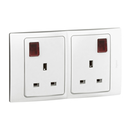 [281115 ] SOCKET OUTLET MALLIA - SWITCHED - 2 GANG+LED - 13 A - 250 V 