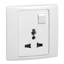 2P+E MULTISTANDARD SOCKET OUTLET MALLIA - 16 A-250 V/15 A-127 V - 1 GANG - WHITE