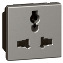 [572623] MULTISTANDARD SOCKET ARTEOR - 2P+E UNSWITCHED - SHUTTERED - 2 MODULES -MAGNESIUM 