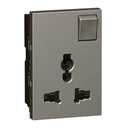 [572635] MULTISTANDARD SOCKET ARTEOR - 2P+E SWITCHED - SHUTTERED - 3 MODULES - MAGNESIUM 