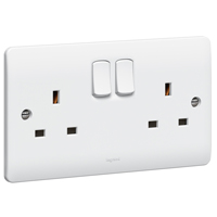 [730076] SOCKET OUTLET SYNERGY - 2 GANG SWITCHED - 13 A - 250 V~ - WHITE 