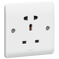 [730084] SOCKET OUTLET SYNERGY - UK/EURO-US STD - 1 GANG UNSWITCHED - WHITE 